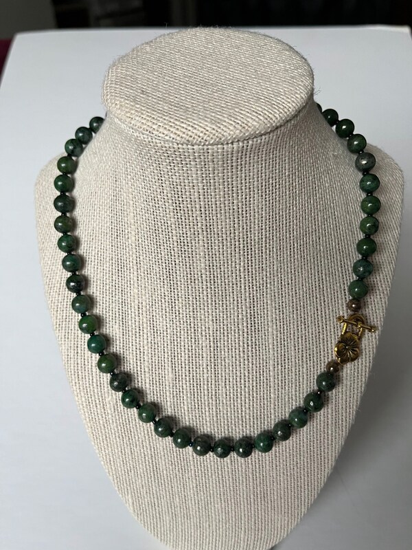 Green Pyrite Necklace, Green Pyrite Beaded Necklace, Beaded 19 Inch Necklace, Wedding Necklace, Wedding Gift, Valentine